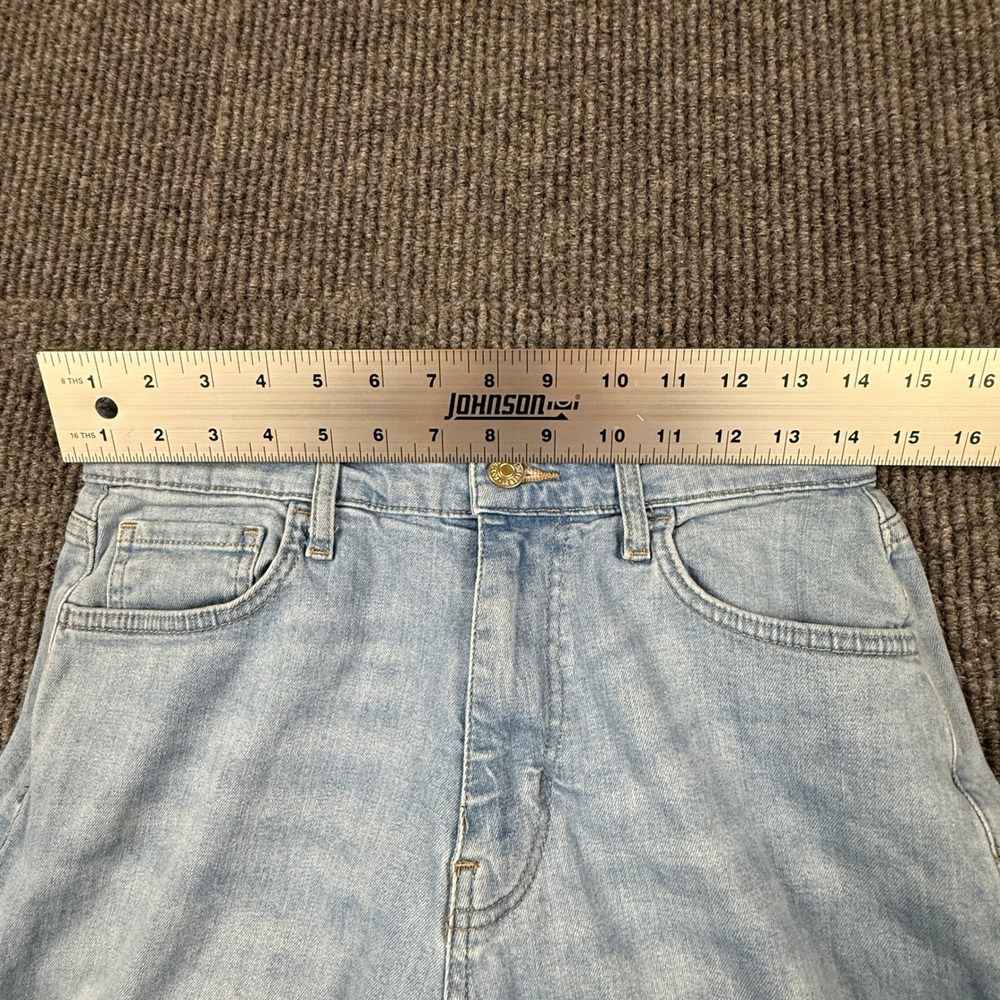 Forever 21 Women Light Wash Raw Hem Straight Leg Jeans Size 29 High Rise Denim - Picture 4 of 11